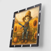 Friendly Scarecrow Sunny Field Quadratische Wanduhr (Winkel)