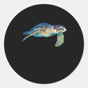 Friendly Sea Turtle Foto Unterwasser Runder Aufkleber