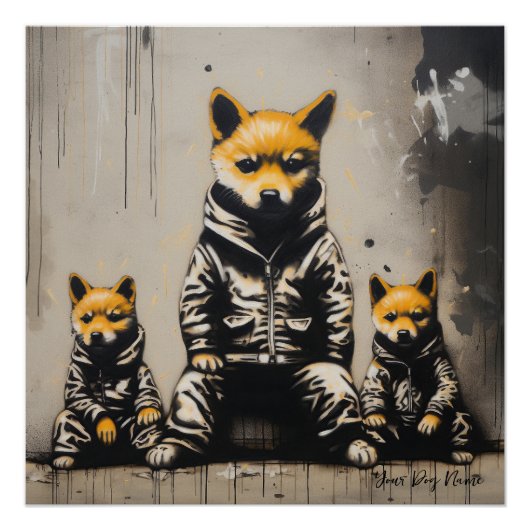 Friendly Shiba Inu Puppy Dogs 002 - Raimon Paladi Poster (Vorderseite)