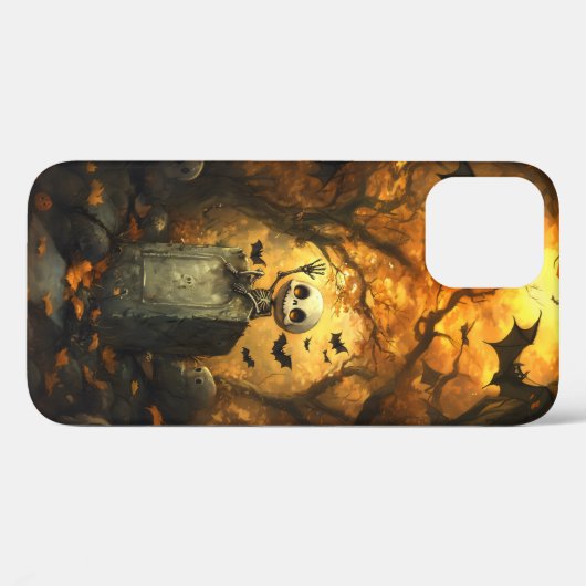 Friendly Skeleton Gravestone iPhone Case (Rückseite (Horizontal))