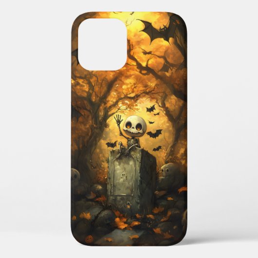 Friendly Skeleton Gravestone iPhone Case (Rückseite)