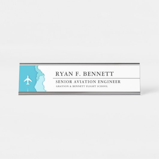 Friendly Skies | Die Luftfahrtindustrie Schreibtischnamensplakette (Vorderseite )