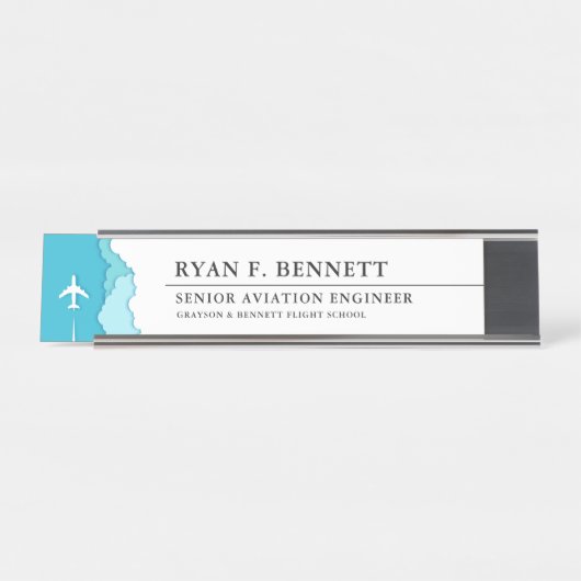 Friendly Skies | Die Luftfahrtindustrie Schreibtischnamensplakette (Vorderseite )