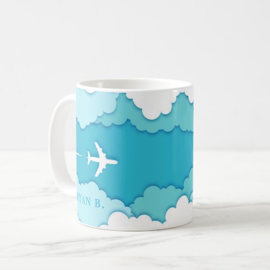 Friendly Skies | Name oder Initialen von Luftfahrt Kaffeetasse (Vorderseite Links)