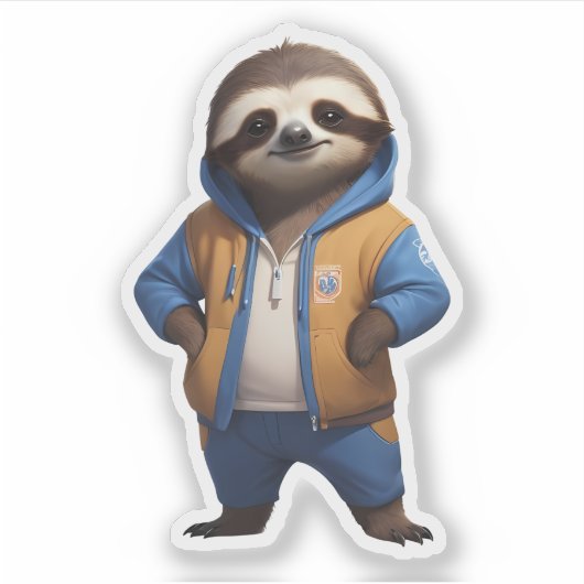 Friendly Sloth Illustration Aufkleber (Vorderseite)
