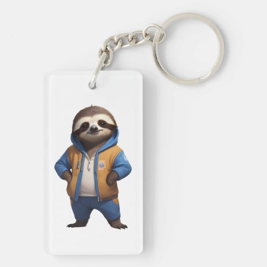 Friendly Sloth Illustration Schlüsselanhänger (Rückseite)