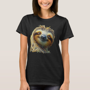 Friendly Sloth T - Shirt Ölgemälde
