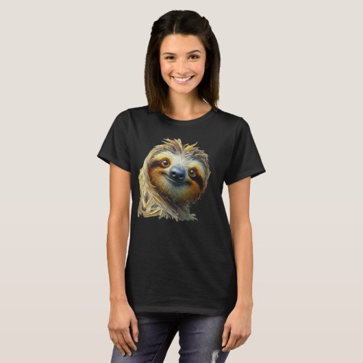 Friendly Sloth T - Shirt Ölgemälde (Vorne ganz)