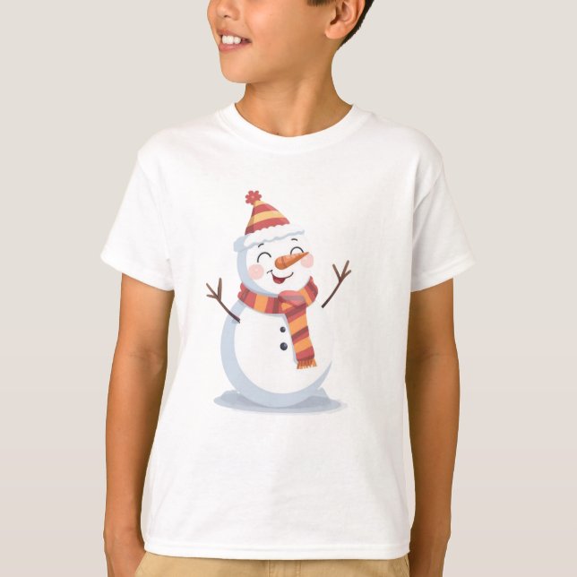 Friendly Snowman – Cute Kids Christmas Tee (Vorderseite)