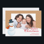Friendly Snowman Nordpol Braun Weihnachtsfest Foto Feiertagskarte<br><div class="desc">Zeigen Sie Ihr Foto in dieser bezaubernden Weihnachtsgrüßkarte. Diese Urlaubskarte verfügt über einen freundlichen Schneemann und individuell gestaltbare Grüße. Teilen Sie Ihren Freunden und Ihrer Familie herzliche Feiertagsmänner mit dieser leicht anpassbaren Urlaubsfotokarte.</div>
