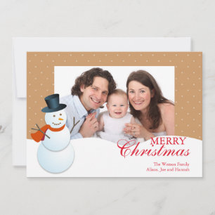 Friendly Snowman Nordpol Braun Weihnachtsfest Foto Feiertagskarte