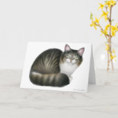 Friendly Tabby Cat Card Karte (Gelbe Blume)