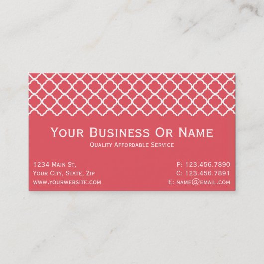 Friendly Tone Persimmon Rosa und Weiß Quatrefolie Visitenkarte (Vorderseite)