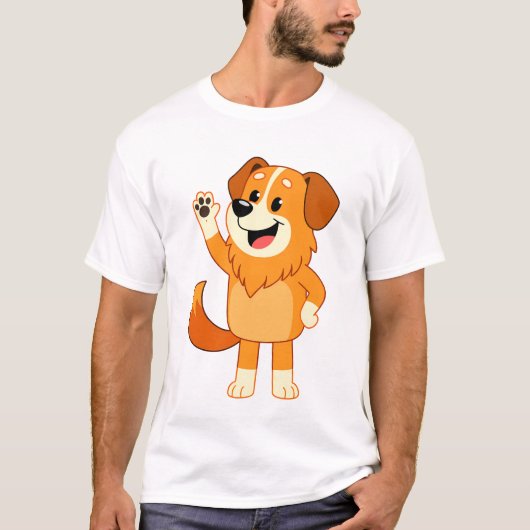 Friendly Waving Orange Dog T-Shirt (Vorderseite)