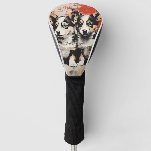 Friendly Welsh Corgi Puppy Dogs 003 - Raimon Pala Golf Headcover (Vorderseite)