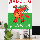 Friendly Welsh Red Dragon, fügen Sie Ihren Text Po Poster (Heimbüro)