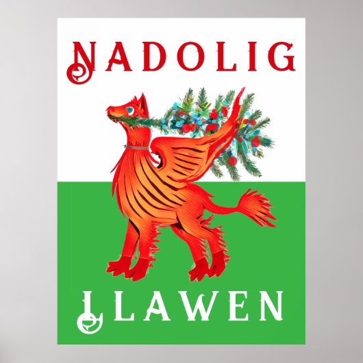 Friendly Welsh Red Dragon, fügen Sie Ihren Text Po Poster (Vorne)