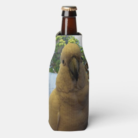 Friendly White Aussie Cockatoo, Flasche Cooler Flaschenkühler (Flaschenvorderseite)