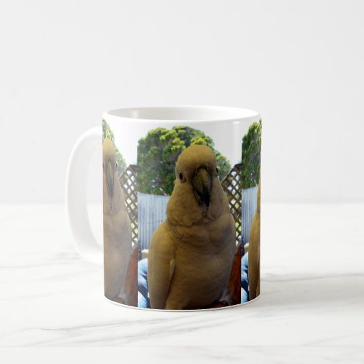 Friendly White Aussie Cockatoo, Kaffee Tasse (Vorderseite Links)