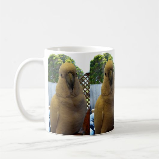 Friendly White Aussie Cockatoo, Kaffee Tasse (Links)