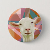 Friendly White Goat Colorful Geometric Orange Button (Vorderseite)