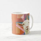 Friendly White Goat Colorful Geometric Orange Kaffeetasse (VorderseiteRechts)
