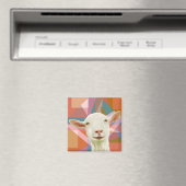 Friendly White Goat Colorful Geometric Orange Magnet (In Situ (Geschirrspüler))