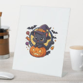 Friendly Witch Hat Cat Niedlich Pastel Kawaii Hall Sockelschild (In Situ)