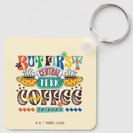 FRIENDS™ | Aber First Coffee Vibrant Graphic Schlüsselanhänger (Rückseite)