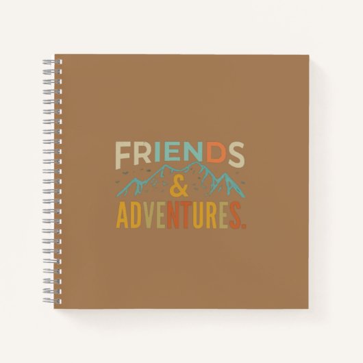 "Friends & Adventures" Multicolor Text Notizblock (Vorderseite)