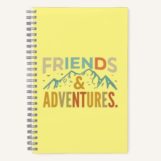 "Friends & Adventures" Multicolor Text Notizblock (Vorderseite)