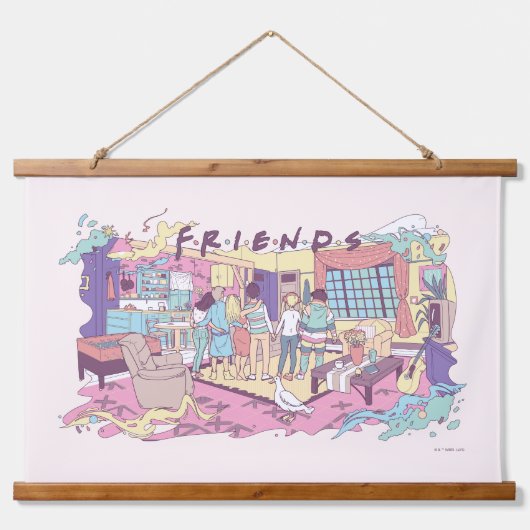 FRIENDS™ | Apartment Cartoon Wandteppich Mit Holzrahmen (Vorne)