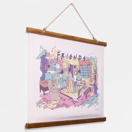 FRIENDS™ | Apartment Cartoon Wandteppich Mit Holzrahmen (Gewinkelt)