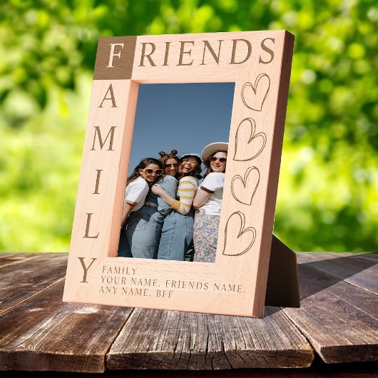Friends are Family Rustic Wooden Photo frame Geätzte Rahmen