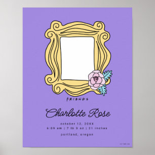 FRIENDS™ Bilderrahmen mit Blumen   Baby-Geburtssta Poster