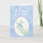 Friends Birthday Blue Dragonfly Kunst, Dichtung un Karte<br><div class="desc">Ein Freund ist einer dieser besonderen Menschen,  die Sie auf dem Weg treffen,  um Ihnen zu helfen,  die Reise zu schätzen. Schöne Libelle Wasserfarbe für jemanden,  der Libellen,  Gärten und Teiche Liebe</div>