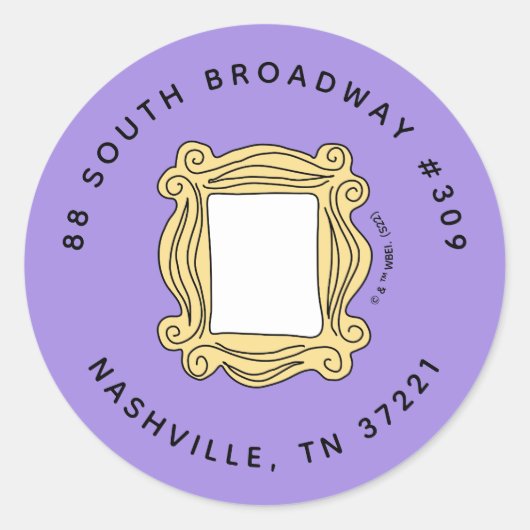 FRIENDS™ | Birthday Peephole Frame Address Runder Aufkleber (Vorderseite)