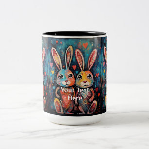 Friends Bunnies langes Herz Zweifarbige Tasse