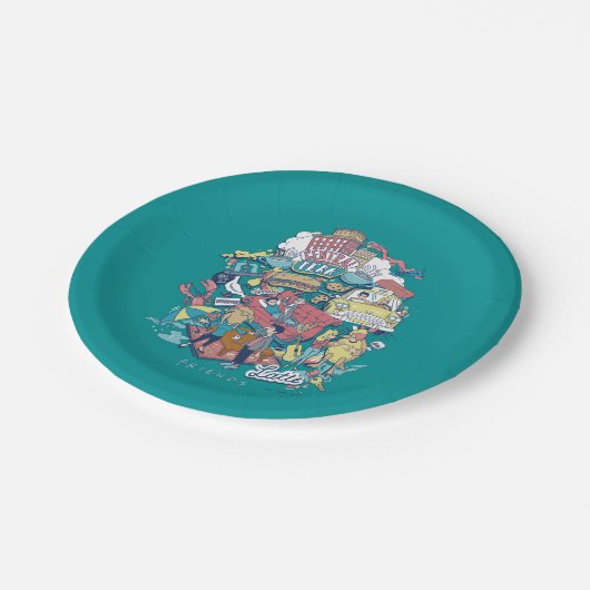 FRIENDS™ | Cartoon Collage Pappteller (Schrägansicht)