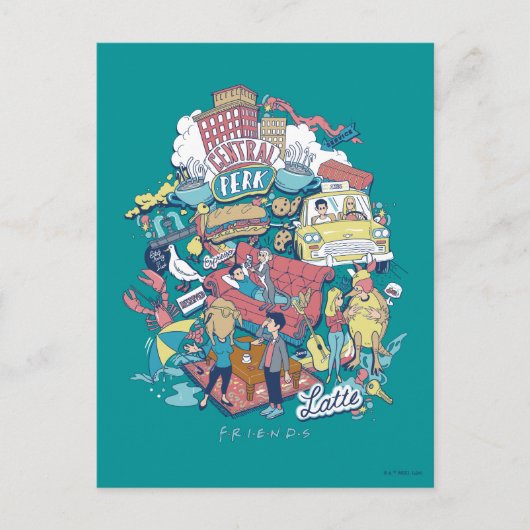 FRIENDS™ | Cartoon Collage Postkarte (Vorderseite)