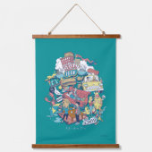 FRIENDS™ | Cartoon Collage Wandteppich Mit Holzrahmen (Vorderseite)