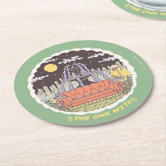 FRIENDS™ | Cartoon Fountain Runder Pappuntersetzer (Angewinkelt)