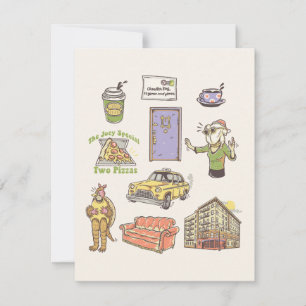 FRIENDS™   Cartoon Icons Grafik Mitteilungskarte