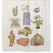 FRIENDS™ | Cartoon Icons Grafische Darstellung Duschvorhang (Vorderseite)