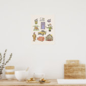 FRIENDS™ | Cartoon Icons Grafische Darstellung Poster (Küche)