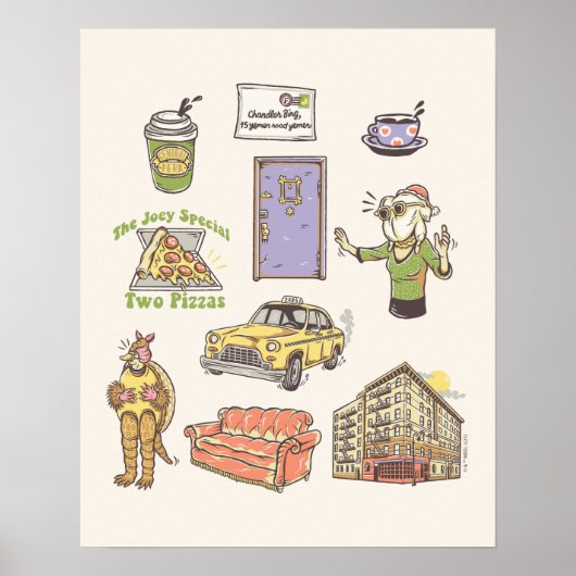 FRIENDS™ | Cartoon Icons Grafische Darstellung Poster (Vorne)