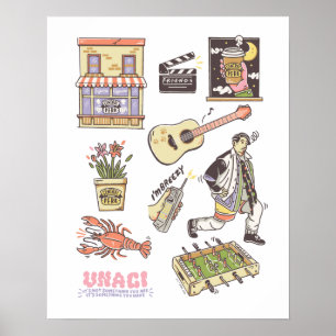 FRIENDS™   Cartoon Icons Grafische Darstellung Poster