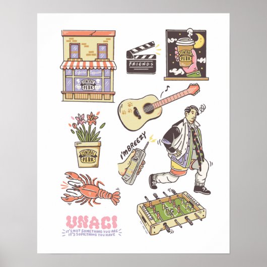 FRIENDS™ | Cartoon Icons Grafische Darstellung Poster (Vorne)