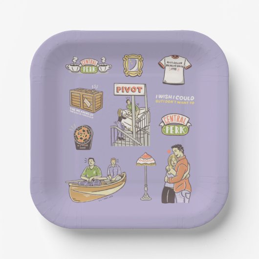 FRIENDS™ | Cartoon Icons Pappteller (Vorderseite)