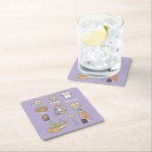 FRIENDS™ | Cartoon Icons Rechteckiger Pappuntersetzer (Vor Ort)